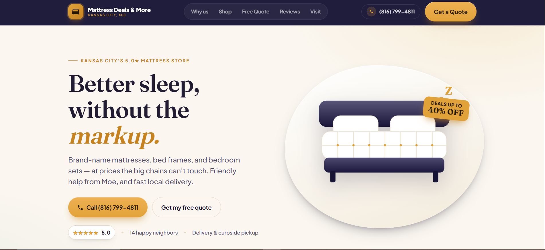 Mattress Deals & More website screenshot