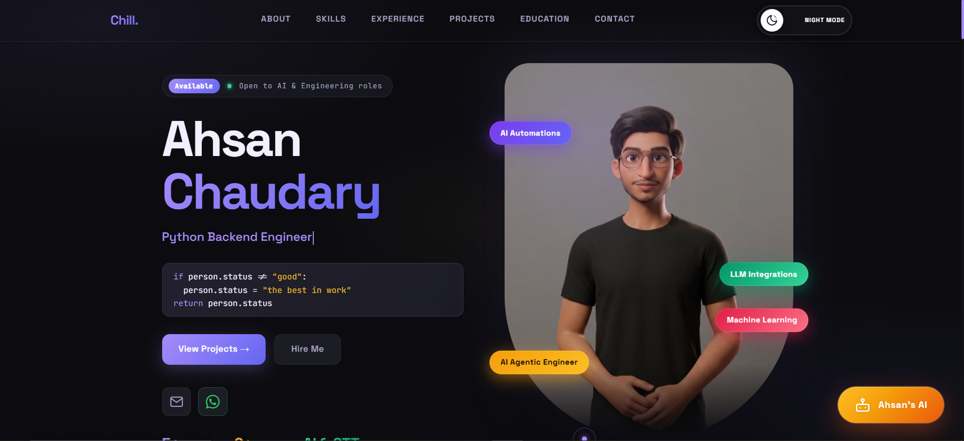 Ahsan Chaudary personal portfolio screenshot